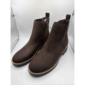 KENSIE Women's KAYLA Suede Boot Size 9 Brown Side Zip Chelsea Bootie